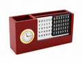 Wooden Desk Organizer with Clock