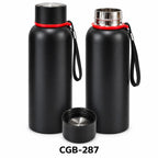 Matte Steel Bottle with Red Ring Strap