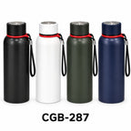 Matte Steel Bottle with Red Ring Strap