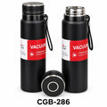 Vacuum Flask with Strap & Silver Accents