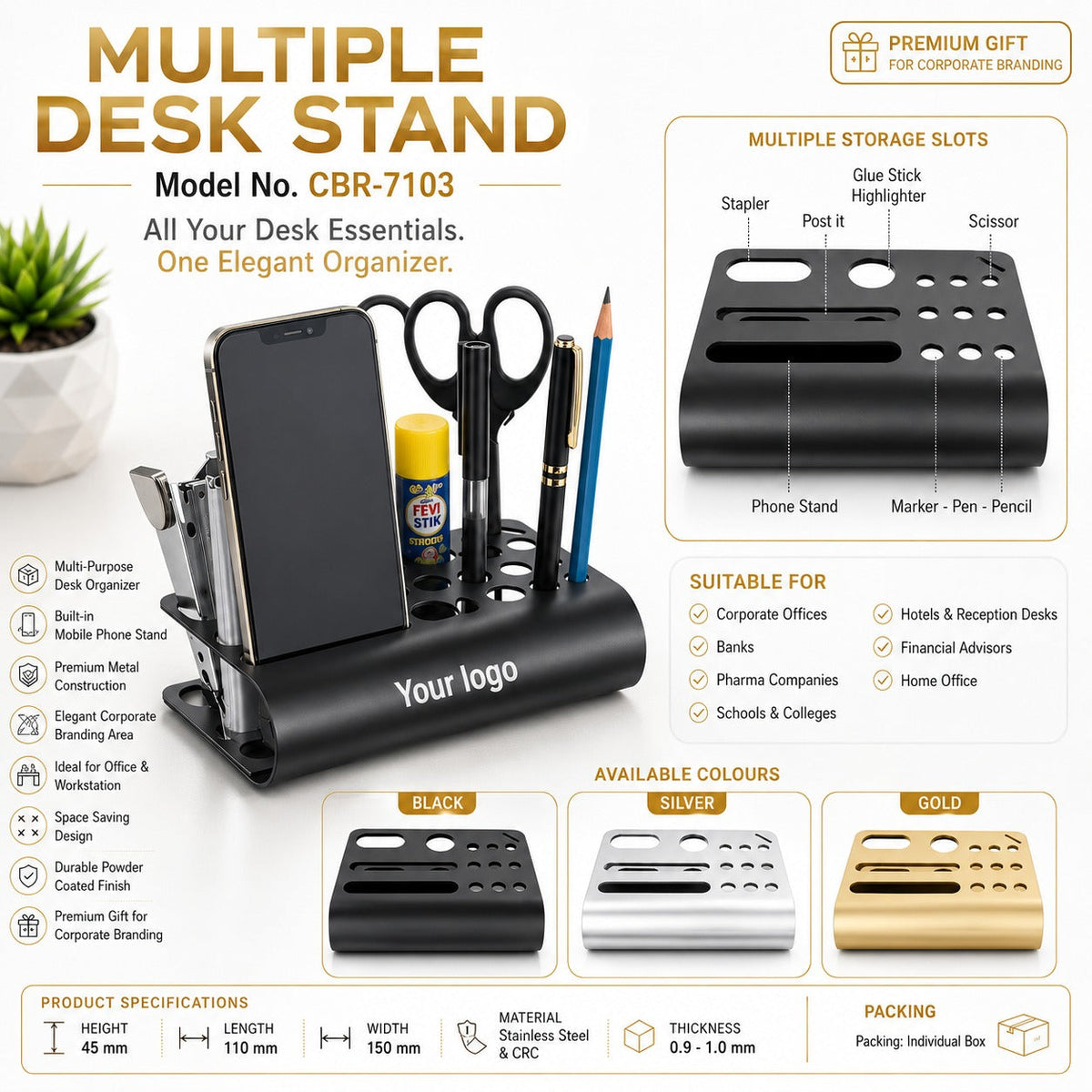 Digital Desk Organizer w/ Clock